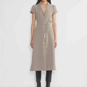 Elegant Taupe Button-Down Dress